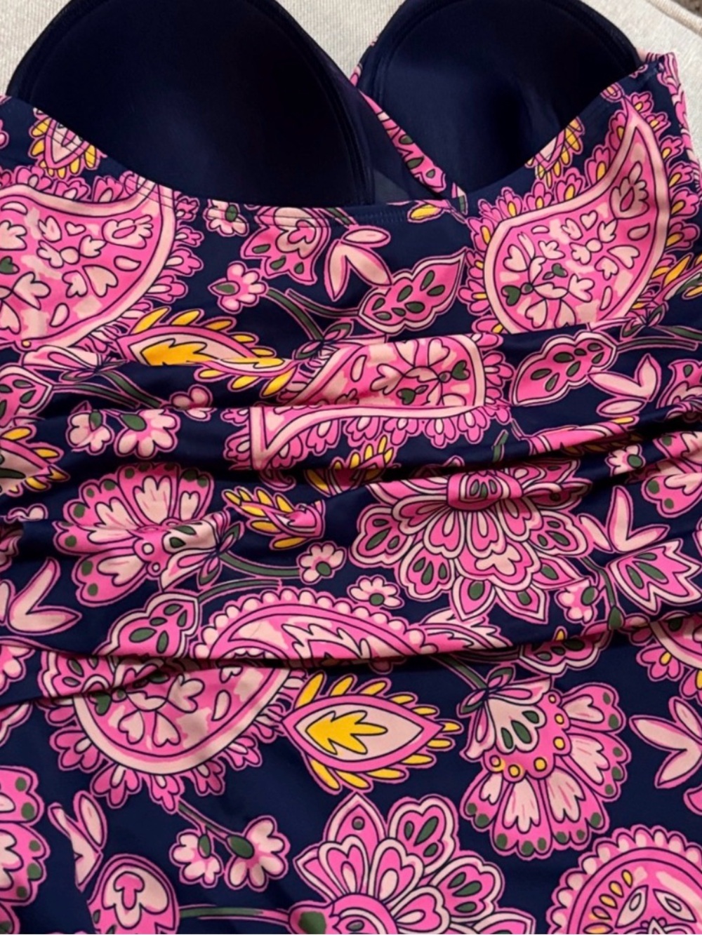 Gorgeous BODEN One Piece SwimSuit-Sz 8R-Ties at Neck-V Neck Wrap Front-Pinks-EUC - Picture 5 of 9